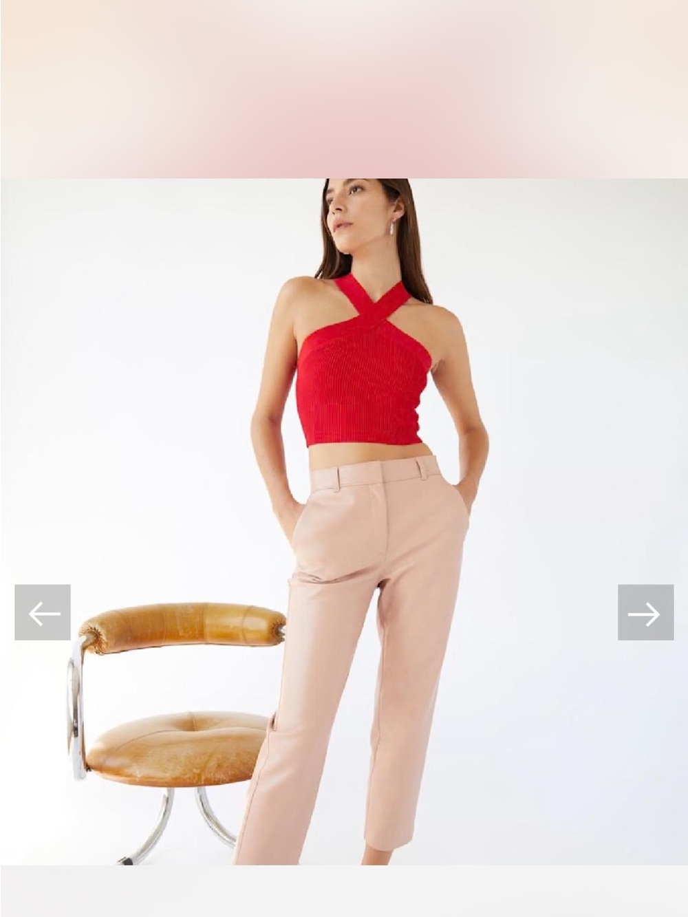 Babaton Cross-Front Ribbed Crop Top - Deep Red - Picture 7 of 7